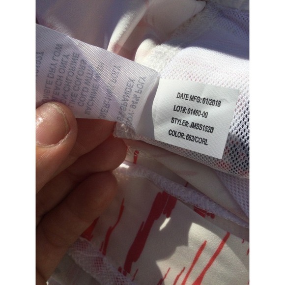 Johnnie-o Mens swim trunks size large drawstring swimming white orange palm tree - Picture 12 of 13